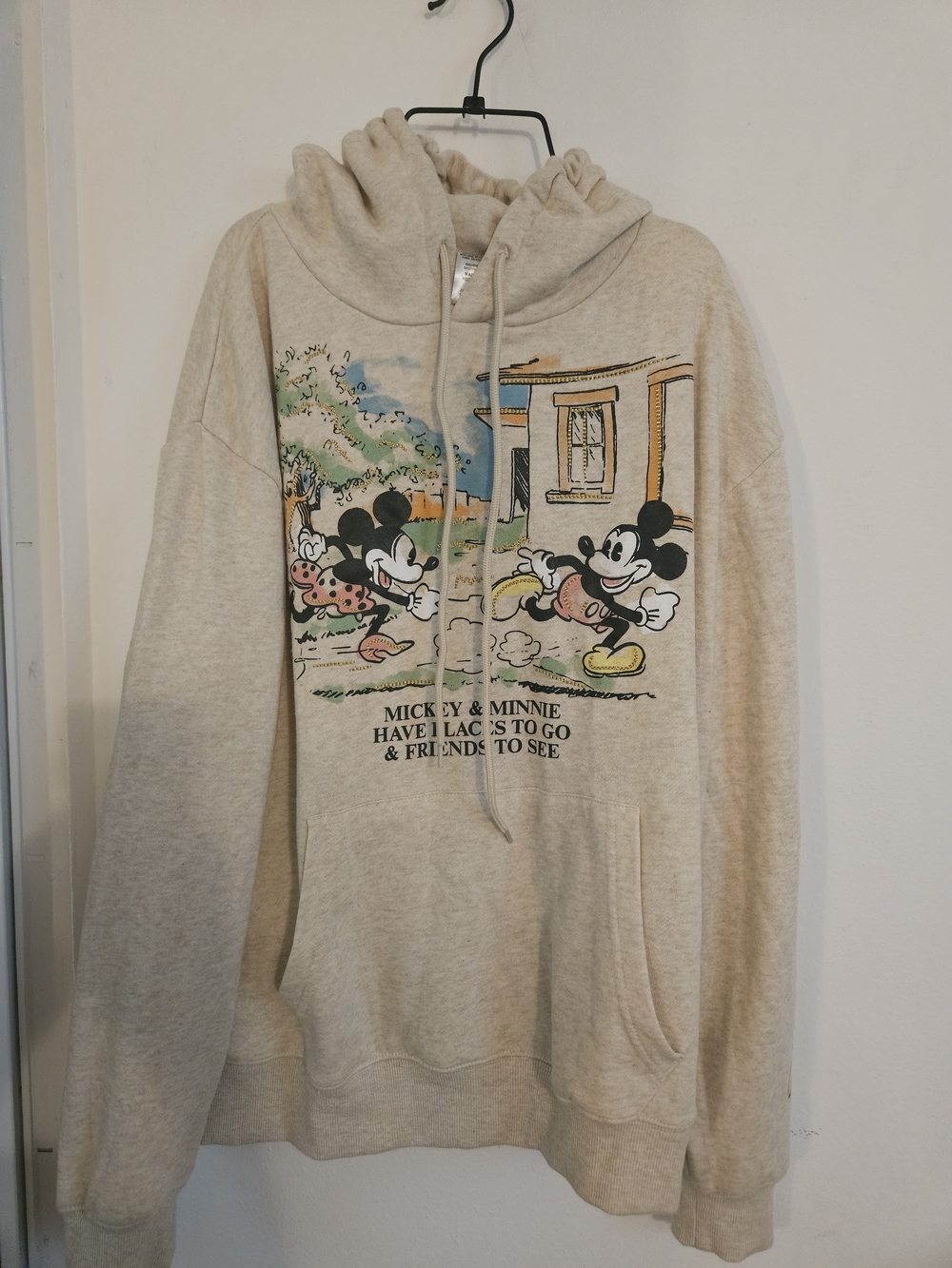 Disney Beige Mickey & Minnie Zip-Up Hoodie Sweater
